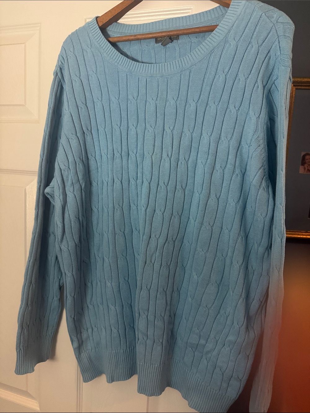 Style & Co. Light Blue Cable-Knit Crewneck Sweater